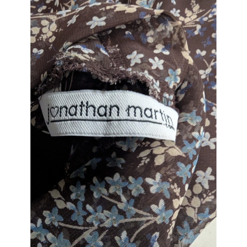 VTG 90s Jonathan Martin Brown‎ Floral Midi Dress w/ Slip Sheer Overlay XS/S USA - Picture 5 of 15